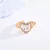 Naszyjnik kolczyków 4 w 1 kolczyki i bransoletka pierścieniowa kreskówka Kitty biżuteria różowa dziewczyny