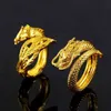 Dragon et Phoenix Couples Bague Sable Or Ouvert Réglable Bijoux Fiançailles De Luxe Chanceux Mode Cadeau Anneaux De Mariage N7o9 G1125