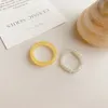 2pcs korea vintage transparent harts färgglada ring kvinnor akryl geometriska oregelbundna ringar kvinna smycken
