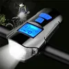 Waterproof Bicycle Light USB Charging Bike Front Flashlight Handlebar Cycling Head w/ Horn Speed Meter LCD Screen 220111