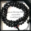 MG1044 Natural Black Onyx 요가 말라 팔찌 조절 가능한 손 매듭 108 Mala Beads 요가 선물 그녀의 말라 팔찌