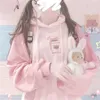 Deeptown kawaii kanin hoodie kvinnor koreanska stil sweatshirt vinter mode långärmad gulliga toppar mjuka tjejer plus sammet varm 210805