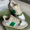2021 Men Screener leather sneaker Shoes with Web Green Red Stripe Italy Dirty Luxurys Designers Canvas Ace Casual trainers 320