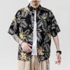 Brand New 2021 Beach Summer Print Flower Short Sleeves Hawaii Collar Korea Style Shirt For Men's Harajuku Clothing P0812