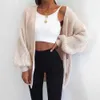 Loose Knitted Cardigan Sweater For Women Open Stitch Long Sleeve Autumn Spring Coat Solid Casual Oversize 211011
