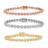 Fashion Charm Heart CZ Tennis Bracelet For Women Men Colorful Zircon Wedding Jewelry Luxury Chain Braclets With Gold Pink Link