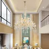 Crystal Büyük Avizeler Lüks Oturma Odası Villa Restoran Merdiven Hafif Üst ​​düzey Otel Lobi Şampanya Altın Mum Lambalar