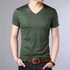 T-shirt di marca di moda da uomo tinta unita con scollo a V tendenze streetwear top estate magliette a maniche corte di grado superiore abbigliamento 210629