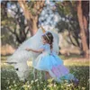 Lace Hollow Out Dresses For Girls Dress Elegent Flower Wedding Dress Backless Unicorn Ball Gown Girls Clothing For 4-10 Years 508 Y2