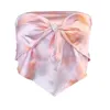 Summer Bandage Bow Imitation Silk Strapless Crop Top Sexy Sleeveless Elastic Backless Tank Fashion Club Party s 210603