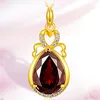 Crystal Womens Kettingen Hanger Heart Petal Garnet Rood Romantisch Goud Verzilverd