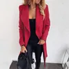 Damenjacken Frauen Langer Mantel Wolljacke Formale Bürodame Solid Slim Gürtel Rose Gelb Khaki Winter Turn-Down-Kragen 2021