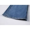 Mavi Flare Pantolon Kadınlar Yüksek Bel Yıkama Vintage Kore Jeans Pantolon Moda Gevşek Y2K Ulzzang Fermuar Streetwear Gelgit Pantolon 210417