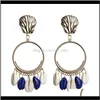 Charm Drop Delivery 2021 Arrival Seaside Holiday Romantic Shell Creative Scallop Vintage Metal Hoop Dangle Earrings With Charms Woman Jewelry