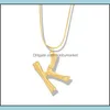 Pendant Necklaces & Pendants Jewelry Personalized Initial Letter Necklace Women 26 Alphabet Gold Snake Chain For Ladies S Fashion Gift Drop