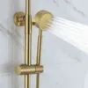 juego de cabeza de ducha dorada cepillada