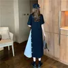 Casual Long Korean Dress Loose Designer Women Puff Sleeve Y2K Summer Ladies Office Party Kläder Chic 210604