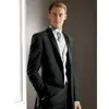 Męskie Garnitury Blazers Elegancki Groom's Wear Charcoal Gray Notch Satin Lapel Tuxedowydding MAN 3 Kostiumy (Kurtka + Spodnie + Kamizelka) E67