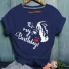 T-shirt das mulheres É minha carta de aniversário cópia camiseta mulheres luva curta o pescoço solto tshirt tee de verão camisetas mujer