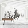 Custom Wallpaper 3D Stereo Space Expansion White Horse Living Room TV Sofa Bedroom Home Decor Mural Waterproof