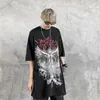 Vento escuro High Street Hip Hop Angel Imprimir Redondo Pescoço T-shirt Masculino Camisa Base