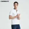 Coodrony Mandarin Collier à manches courtes T-shirt Hommes Printemps Summer Hommes Top hommes Marque Vêtements Slim Fit Coton T-shirts S7645 210707