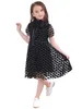 Detaliczna czarna biała miłość serce księżniczka dziewczyny sukienki dzieci lato dziewczyna siatka z krótkim rękawem sukienka ubrania dla dzieci A258 210610