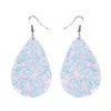 PU Leather Glitter Earrings Pendant Fashion Sparkly Sequin Dangle Ears Ring Teardrop Pendants Earring For Women Birthday Gifts 24 Color YFA2602