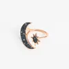 Mode CZ Crecent Moon Northstar Ring für Frauen Gold verstellbarer Ring brandneuer Fingerschmuck Iced Out
