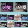 Relógios de parede Home Déce Jardim moderno 3D LED Clock Digital Alarm Data Mecanismo de Temperatura SN mesa mesa na caixa de varejo SN1738 Drop entrega