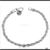 Länkarmband smycken100 procent hög kvalitet 8 tum lång 925 Sier Twisted Rope Chain Armband DFF0739 Drop Delivery 2021 Hgwai