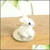 Dekorationer uteplats, gräsmatta hem Gardenfairy Garden Miniature Rabbit White Color Artificial Mini Rabbits Harts Crafts Bonsai Decors Easter Bun