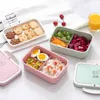 Lunchbox Vete Straw Cartoon Bento Portable Miljövänlig Mat Förvaringsbehållare för barn Studenter School Microwavable 210423