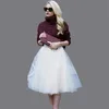 Nouveau Puff Femmes En Mousseline De Soie Tulle Jupe Blanc Faldas Taille Haute Midi Longueur Au Genou En Mousseline De Soie Plus La Taille Grunge Jupe Femme Tutu Jupes 210426