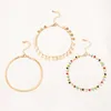 3 pièces/ensemble bijoux ethniques pour femmes, étoile perlée colorée, bracelet de cheville classique, disque métallique géométrique, multicouche, plage, chaîne réglable, pied