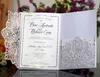 2021 Quality Laser Cut Hollow Flower Navy Blue Wedding Invitations Cards with Crystal Personalized Champagne Bridal Invitation Card Cheap