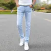 Jeans dritti casual elastici da uomo Pantaloni da cowboy medi Pantaloni skinny blu da uomo Jeans stretch Jeans da uomo Pantaloni maschili 27-3 210518