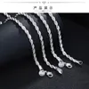 Correntes de prata esterlina 925 16/18/20/22/24 polegadas 4 mm cordão trançado colar de corrente para mulheres e homens moda joias de casamento