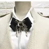 Kvinna Rhinestone Ribbon Bow Tie Brosch Pin Koreanska Temperament Shirt Collar Dekorativa Huvudbonader Kvinna