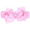 Grosgrain Lint Bogen Hoofdband Mode Handgemaakte Haak Baby Meisjes Haarband Bowknot Haaraccessoires Vakantie geschenken 16 kleuren