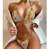 Bikini Split Sexy maillot de bain femmes 2022 nouveau maillot de bain spécial tissu anneau conception Sexy tissu petit frais imprimer 220106