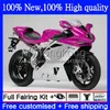 OEM-Karosserie für MV Agusta F4 1000 R 750 CC S 1000CC R312 750S 05 06 Karosserie 6Nr. 43 312 1078 S 05-06 Verkleidung MA MV F4 312R 750R 1000R 2005 2006 Verkleidungsset Rose silbrig