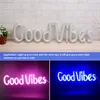 Good Vibes Insegna al neon Alimentata tramite USB Blu Rosa Insegne a LED Lampada da notte per camera da letto Birra Bar Pub Hotel Party Restaurant Decorazione da parete ricreativa