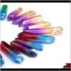 Arts et artisanat HJT 50pcs en gros coloré points de quartz naturels Reiki guérison baguettes de cristal guérir chakra pierre vendre I2Tef Egpxk