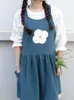 Aprons Cute Little Flower Apron Cotton Linen Breathable Household Anti-pollution Kitchen Smock Art Nail Salon Florist Work Clothes