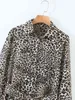 dresses for women party leopard print feminine with belt long sleeves shirt collar spring and autumn dress 210421