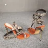 Kolnoo handgjord 2022 klassisk stil kvinnor högklackat sandaler faux orm läder spänne ankelband sommar kväll fest prom mode skor d737