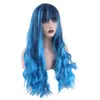 Bangs Blue Wig 28インチPerruques de Cheveux Humains KW-80Sを含む70cmの波状のコスプレ合成ヘアウィッグ