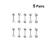 Stud 5Pairs 5 Styles Round Ball Stainless Steel Barbell Earring Set Cartilage Piercings Tragus Ear Rings