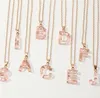 Collier avec 26 lettres initiales, pendentif en acrylique rose Transparent, bijoux pour femmes